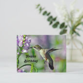 Carte Postale Photo de naissance florale faunique de colibri ros (Debout devant)