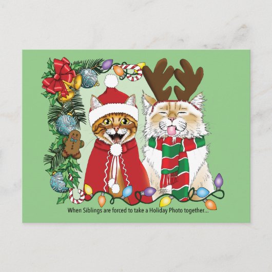 Carte Postale Photo de Noël annuelle du chat (Devant)