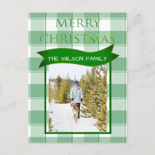 Carte postale photo de Noël country à carreaux ver