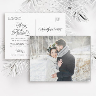 Carte Postale Photo de Noël des jeunes mariés
