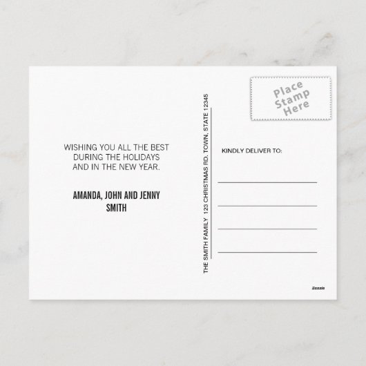 CARTE POSTALE PHOTO DE NOËL EN CLAVIER NOIR (Dos)