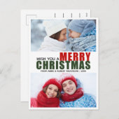 Carte postale photo de Noël Joyeux Noël 2 en rouge (Devant / Derrière)