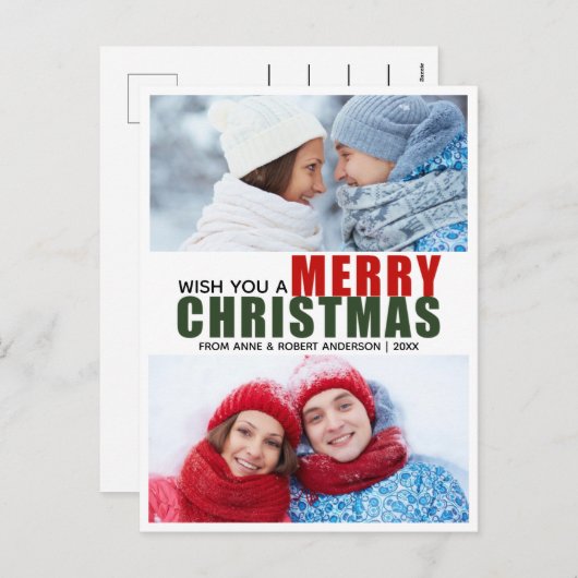 Carte postale photo de Noël Joyeux Noël 2 en rouge (Devant / Derrière)