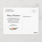 Carte Postale Photo de Noël Marié et Joyeux Calligraphie (Dos)