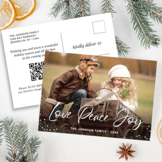 Carte Postale PHOTO de Noël moderne Salut code QR