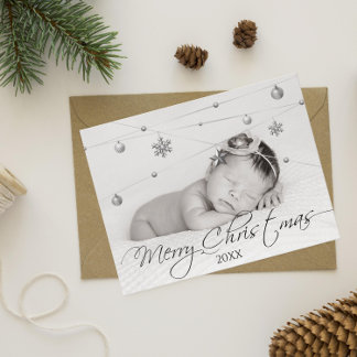 Carte Postale Photo de Noël personnalisée et calligraphie