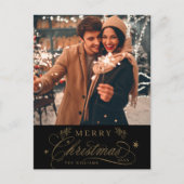 Carte Postale Photo de Noël romantique or et noir Joyeux Noël (Devant)