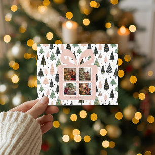 Carte postale photo de Noël rose moderne personnal