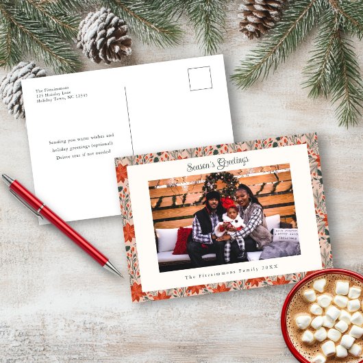 Carte postale Photo de Noël rose vif