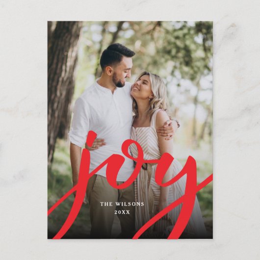 Carte Postale Photo de Noël simple Joie (Devant)