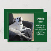 Carte Postale Photo de Noël Vert chien de mignonne Talking (Devant / Derrière)