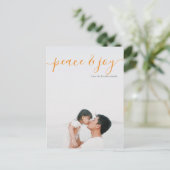 Carte Postale Photo de paix de Noël moderne (dos orange) (Debout devant)