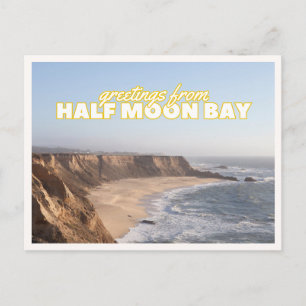 Carte Postale Photo de plage de Half Moon Bay Rétro Vintage Voya