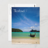 Carte Postale Photo de plage de la Thaïlande avec le bateau de (Devant / Derrière)
