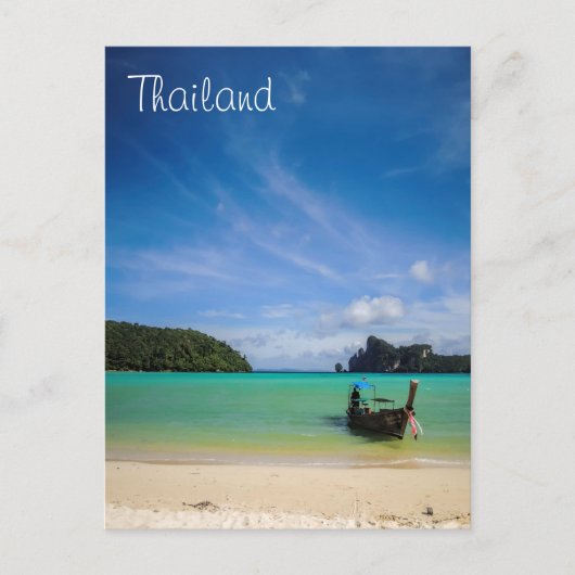 Carte Postale Photo de plage de la Thaïlande avec le bateau de (Devant)