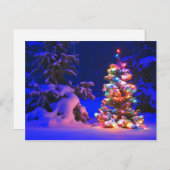 Carte Postale Photo de Pretty Christmas Tree Lights Snow (Devant / Derrière)