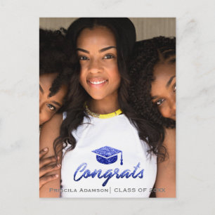 Carte Postale Photo de promotion année promotion nom bleu royal 