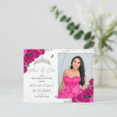 Carte postale photo de Quinceañera Fuchsia & Couro (Debout devant)