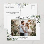 Carte postale photo de remerciement à l'aquarelle (Devant / Derrière)