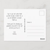 Carte Postale Photo de remerciement de fin d'études en écriture  (Dos)