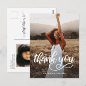 Carte Postale Photo de remerciement de fin d'études en écriture (Devant / Derrière)