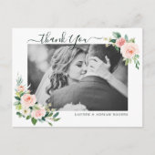 Carte Postale Photo de remerciement de mariage à fleurs rose ten (Devant)