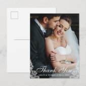 Carte Postale Photo de remerciement de mariage avec dentelle (Devant / Derrière)