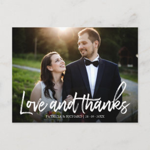 Carte Postale Photo de remerciement de mariage élégant Amour et