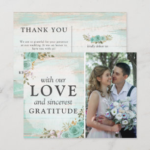 Carte Postale Photo de remerciement de mariage floral turquoise