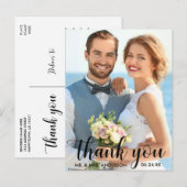 Carte Postale Photo de remerciement de mariage mariée mari B (Devant / Derrière)