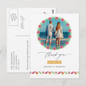 Carte Postale Photo de remerciement de mariage sur une plage tro (Devant / Derrière)