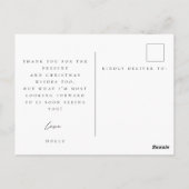 Carte postale photo de remerciement de Noël (Dos)