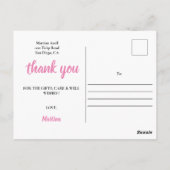 Carte postale photo de remerciement de remise de d (Dos)