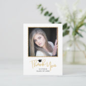 Carte Postale Photo de remerciement écriture dorée pour la remis (Debout devant)