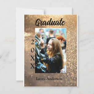 Carte Postale Photo de remise de diplôme avec paillettes dorées 