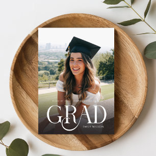 Carte Postale Photo de remise de diplôme moderne de script blanc