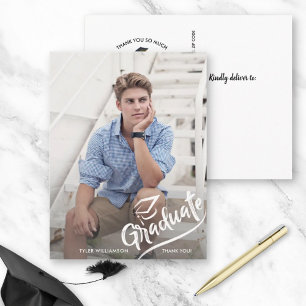 Carte Postale Photo de remise de diplôme moderne Merci pour la f