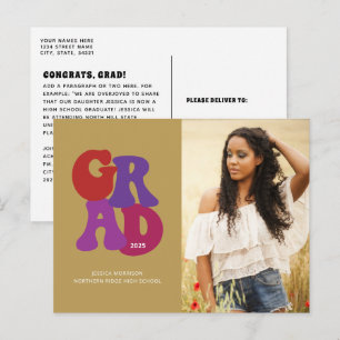 Carte Postale Photo de remise de diplôme rétro inspiré des année