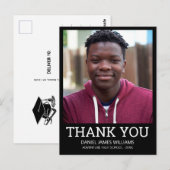 Carte Postale Photo de remise de diplôme simple noir merci (Devant / Derrière)