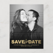 Carte postale photo de save the date en faux or él (Devant)