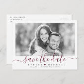 Carte Postale Photo de script burgundy simple et moderne enregis (Devant / Derrière)