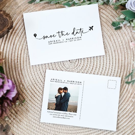 Carte Postale Photo de script de mariage de destination simple