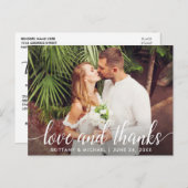 Carte Postale Photo de script de mariage moderne Amour et Merci (Devant / Derrière)