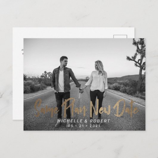 Carte Postale photo de script moderne gras changer la date (Devant / Derrière)