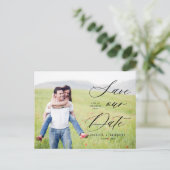 Carte Postale Photo de script romantique Enregistrer la date (Debout devant)