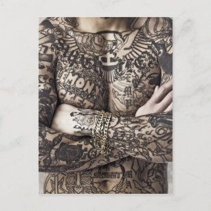Carte Postale Photo de tatouage corporel masculin