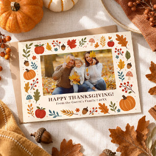 Carte Postale Photo de Thanksgiving personnalisé avec feuilles d