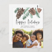 Carte Postale Photo de vacances de Noël à l'aquarelle de cône de (Devant / Derrière)