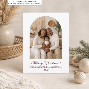 Carte Postale Photo de vacances de Noël en famille simple et élé
