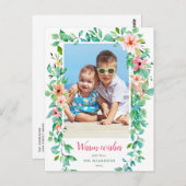 Carte Postale Photo de vacances florales tropicales (Devant / Derrière)